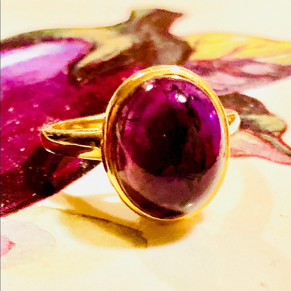 Antique 14k Gold & Amethyst Ring. Size 6.5. Marked